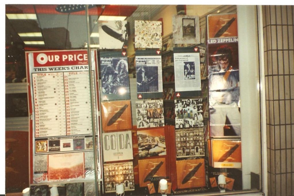 One of Lewis' displays at Our Price for Led Zeppelin