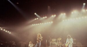 Led Zeppelin performing in Los Angeles on June 22, 1977