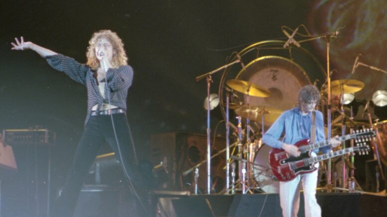 Led Zeppelin performing at Knebworth Festival on August 4, 1979