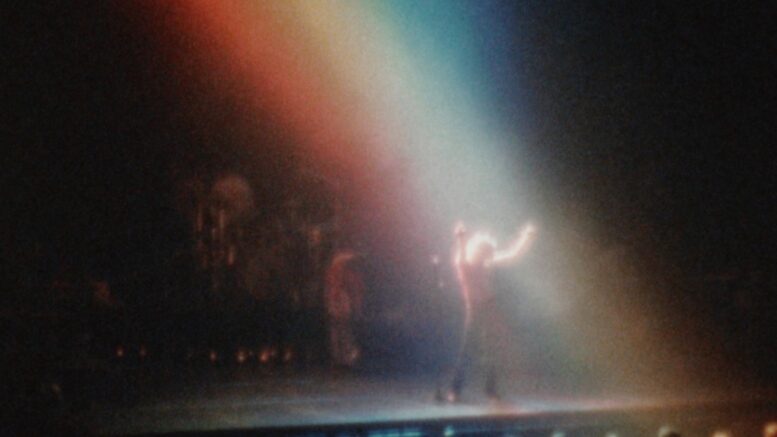 A still image from a film of Led Zeppelin performing in Copenhagen, Denmark on July 24, 1979 shot by Lennart Ström