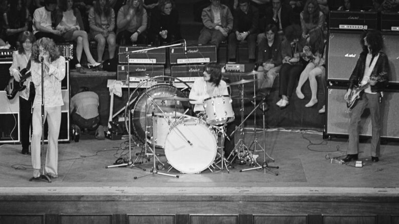 Led Zeppelin performing at Birmingham Town Hall in the UK on June 13, 1969