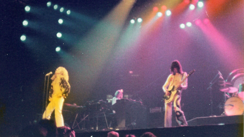 Led Zeppelin performing at Madison Square Garden in New York on June 13, 1977