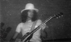 Jimmy Page of Led Zeppelin performing at the Atlanta International Pop Festival in Hampton, Georgia on July 5, 1969